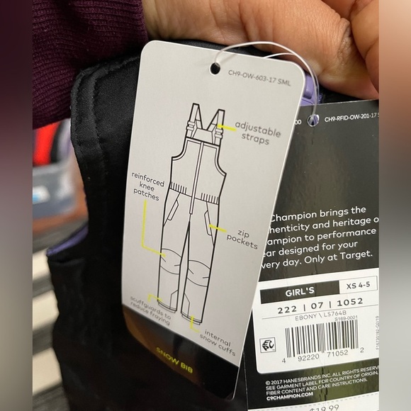 Kids Black Snow Bib Overalls Size XS 4-5 - Picture 5 of 9